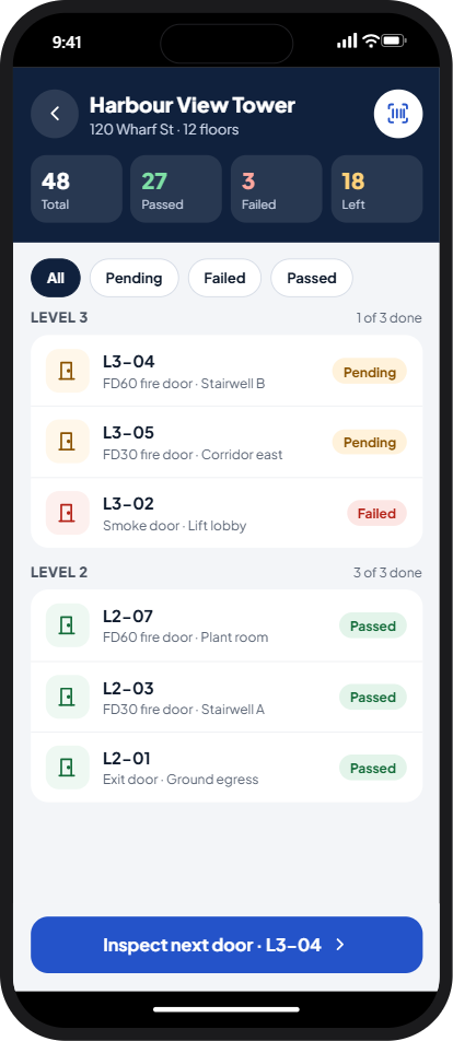 Example app screen: See every door and its status